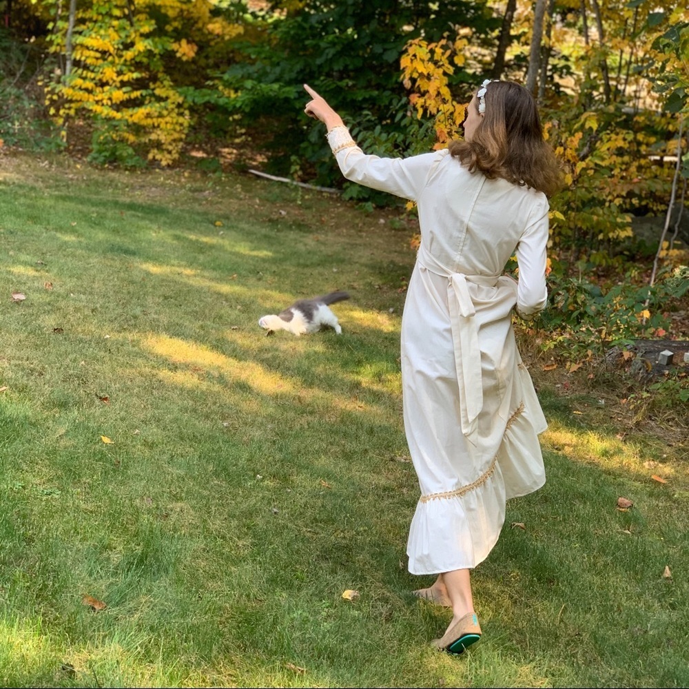 Gunne Sax Vintage Long Prairie Wedding Dress, 9. - Picture 9 of 14